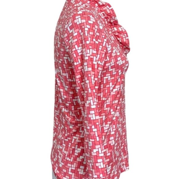 J. McLaughlin Womens Top Catalina Cloth Ruffle Neck 3/4 Sleeve Size S - Picture 2 of 8